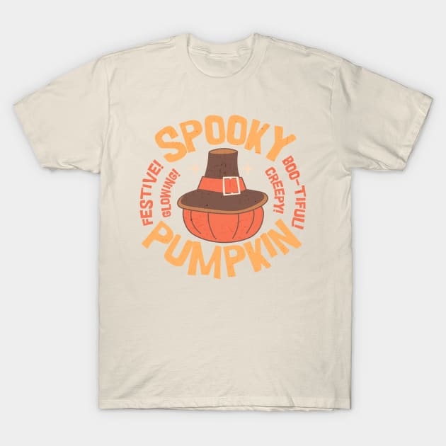 Halloween Thanksgiving Pumpkin Pilgrim Hat Crossover Holiday Retro Fun Design T-Shirt by Just Gotta Look